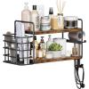 image3in1 Wall Mounted Hair Dryer Holder with 2 Tier Shelves ampamp Detachable Basket Space Saving Organizer for Bathroom Kitchen Bedroom RustResistant Easy Install