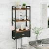 imageBathroom Storage Organizer Wall Mounted 3 Tier Bathroom Towel Rack Shelf with Storage Drawer Double Towel Bars and Hooks Industrial Bathroom Shelves Over Toilet Rustic Black and Brown AA