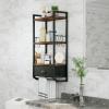 imageBathroom Storage Organizer Wall Mounted 3 Tier Bathroom Towel Rack Shelf with Storage Drawer Double Towel Bars and Hooks Industrial Bathroom Shelves Over Toilet Rustic Black and Brown AA
