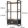 imageBathroom Storage Organizer Wall Mounted 3 Tier Bathroom Towel Rack Shelf with Storage Drawer Double Towel Bars and Hooks Industrial Bathroom Shelves Over Toilet Rustic Black and Brown AA