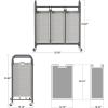 imageHOMEIJU 3Bag Laundry Sorter Laundry Hamper Cart with Heavy Duty Rolling Lockable Wheels and Removable Bags Laundry Organizer Basket Clothes Separator Hamper Grey