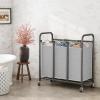 imageHOMEIJU 3Bag Laundry Sorter Laundry Hamper Cart with Heavy Duty Rolling Lockable Wheels and Removable Bags Laundry Organizer Basket Clothes Separator Hamper Grey