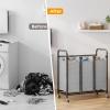 imageHOMEIJU 3Bag Laundry Sorter Laundry Hamper Cart with Heavy Duty Rolling Lockable Wheels and Removable Bags Laundry Organizer Basket Clothes Separator Hamper Grey
