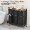 imageHOMEIJU Laundry Basket with Wheels Rolling Laundry Hamper Organizer with Large Desktop Laundry Sorter with 6 PullOut and Removable Laundry Bags Metal Frame Rustic Brown and Black