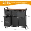 imageHOMEIJU Laundry Basket with Wheels Rolling Laundry Hamper Organizer with Large Desktop Laundry Sorter with 6 PullOut and Removable Laundry Bags Metal Frame Rustic Brown and Black