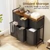 imageHOMEIJU Laundry Basket with Wheels Rolling Laundry Hamper Organizer with Large Desktop Laundry Sorter with 6 PullOut and Removable Laundry Bags Metal Frame Rustic Brown and Black