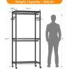 imageHeavy Duty Rolling Garment Rack with Adjustable Wire Shelving 3 Tiers Clothes Rack with Double Rods and Side Hooks Freestanding Wardrobe Storage Rack Metal Clothing Rack BlackH12 Mini