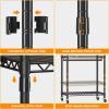 imageHeavy Duty Rolling Garment Rack with Adjustable Wire Shelving 3 Tiers Clothes Rack with Double Rods and Side Hooks Freestanding Wardrobe Storage Rack Metal Clothing Rack BlackH12 Large
