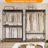 imageHeavy Duty Rolling Garment Rack with Adjustable Wire Shelving 3 Tiers Clothes Rack with Double Rods and Side Hooks Freestanding Wardrobe Storage Rack Metal Clothing Rack BlackH12 Large