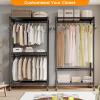 imageHeavy Duty Rolling Garment Rack with Adjustable Wire Shelving 3 Tiers Clothes Rack with Double Rods and Side Hooks Freestanding Wardrobe Storage Rack Metal Clothing Rack BlackH12 Medium