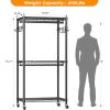imageHeavy Duty Rolling Garment Rack with Adjustable Wire Shelving 3 Tiers Clothes Rack with Double Rods and Side Hooks Freestanding Wardrobe Storage Rack Metal Clothing Rack BlackH12 Medium