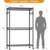 imageHeavy Duty Rolling Garment Rack with Adjustable Wire Shelving 3 Tiers Clothes Rack with Double Rods and Side Hooks Freestanding Wardrobe Storage Rack Metal Clothing Rack BlackH12 Large