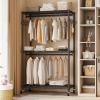 imageHeavy Duty Rolling Garment Rack with Adjustable Wire Shelving 3 Tiers Clothes Rack with Double Rods and Side Hooks Freestanding Wardrobe Storage Rack Metal Clothing Rack BlackH12 Large