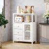 imageHomeiju Bathroom Floor Storage Cabinet Organizer with 3 Removable Drawers and 1 Door Industrial Floor Storage Cabinet for Kitchen Living Room Bathroom Home OfficeWhite