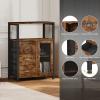 imageHomeiju Bathroom Floor Storage Cabinet Organizer with 3 Removable Drawers and 1 Door Industrial Floor Storage Cabinet for Kitchen Living Room Bathroom Home OfficeRustic Blackbrown