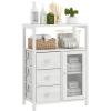 imageHomeiju Bathroom Floor Storage Cabinet Organizer with 3 Removable Drawers and 1 Door Industrial Floor Storage Cabinet for Kitchen Living Room Bathroom Home OfficeWhite