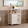 imageHomeiju Bathroom Floor Storage Cabinet Organizer with 3 Removable Drawers and 1 Door Industrial Floor Storage Cabinet for Kitchen Living Room Bathroom Home OfficeWhite