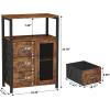 imageHomeiju Bathroom Floor Storage Cabinet Organizer with 3 Removable Drawers and 1 Door Industrial Floor Storage Cabinet for Kitchen Living Room Bathroom Home OfficeRustic Blackbrown