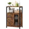imageHomeiju Bathroom Floor Storage Cabinet Organizer with 3 Removable Drawers and 1 Door Industrial Floor Storage Cabinet for Kitchen Living Room Bathroom Home OfficeRustic Blackbrown