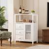 imageHomeiju Bathroom Floor Storage Cabinet Organizer with 3 Removable Drawers and 1 Door Industrial Floor Storage Cabinet for Kitchen Living Room Bathroom Home OfficeWhite