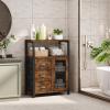 imageHomeiju Bathroom Floor Storage Cabinet Organizer with 3 Removable Drawers and 1 Door Industrial Floor Storage Cabinet for Kitchen Living Room Bathroom Home OfficeRustic Blackbrown