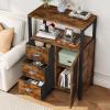 imageHomeiju Bathroom Floor Storage Cabinet Organizer with 3 Removable Drawers and 1 Door Industrial Floor Storage Cabinet for Kitchen Living Room Bathroom Home OfficeRustic Blackbrown