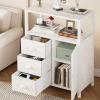 imageHomeiju Bathroom Floor Storage Cabinet Organizer with 3 Removable Drawers and 1 Door Industrial Floor Storage Cabinet for Kitchen Living Room Bathroom Home OfficeWhite