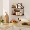 imageHomeiju Bathroom Organizer and Storage  Countertop ampamp WallMounted Shelves 2Tier Makeup Organizers Vanity Organizer WaterResistant WoodMetal for Vanity Kitchen BedroomEasy Install