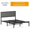 imageHomeiju King Size Bed Frame Metal Platform Bed Frame with Headboard Heavy Duty Bed Frame with Strong Bearing Capacity and Under Bed Storage Space No Box Spring Needed Easy AssemblyQueen 1