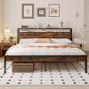 imageHomeiju King Size Bed Frame Metal Platform Bed Frame with Headboard Heavy Duty Bed Frame with Strong Bearing Capacity and Under Bed Storage Space No Box Spring Needed Easy AssemblyKing 2