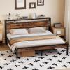 imageHomeiju King Size Bed Frame Metal Platform Bed Frame with Headboard Heavy Duty Bed Frame with Strong Bearing Capacity and Under Bed Storage Space No Box Spring Needed Easy AssemblyKing 2