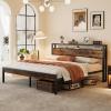 imageHomeiju King Size Bed Frame Metal Platform Bed Frame with Headboard Heavy Duty Bed Frame with Strong Bearing Capacity and Under Bed Storage Space No Box Spring Needed Easy AssemblyKing 2