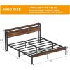 imageHomeiju King Size Bed Frame Metal Platform Bed Frame with Headboard Heavy Duty Bed Frame with Strong Bearing Capacity and Under Bed Storage Space No Box Spring Needed Easy AssemblyKing 2
