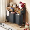 imageLaundry Hamper 3 Section Rolling Laundry Basket Organizer with 2 Storage Drawers and Large Desktop Laundry Sorter with Wheels and Removable Bags Metal Frame Rustic Brown and Black