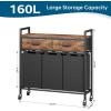 imageLaundry Hamper 3 Section Rolling Laundry Basket Organizer with 2 Storage Drawers and Large Desktop Laundry Sorter with Wheels and Removable Bags Metal Frame Rustic Brown and Black