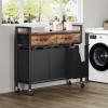 imageLaundry Hamper 3 Section Rolling Laundry Basket Organizer with 2 Storage Drawers and Large Desktop Laundry Sorter with Wheels and Removable Bags Metal Frame Rustic Brown and Black