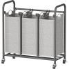 imageHOMEIJU 3Bag Laundry Sorter Laundry Hamper Cart with Heavy Duty Rolling Lockable Wheels and Removable Bags Laundry Organizer Basket Clothes Separator Hamper Grey