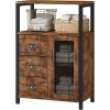 imageHomeiju Bathroom Floor Storage Cabinet Organizer with 3 Removable Drawers and 1 Door Industrial Floor Storage Cabinet for Kitchen Living Room Bathroom Home OfficeRustic Blackbrown