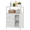 imageHomeiju Bathroom Floor Storage Cabinet Organizer with 3 Removable Drawers and 1 Door Industrial Floor Storage Cabinet for Kitchen Living Room Bathroom Home OfficeWhite