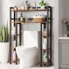 imageHomeiju Over The Toilet Storage Cabinet with Toilet Paper Holder Stand 355 Wide Freestanding Bathroom Organizer SpaceSaving Toilet Rack for Bathroom Restroom Laundry Rustic Brown
