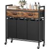 imageLaundry Hamper 3 Section Rolling Laundry Basket Organizer with 2 Storage Drawers and Large Desktop Laundry Sorter with Wheels and Removable Bags Metal Frame Rustic Brown and Black