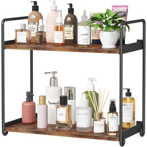 imageHomeiju Bathroom Organizer and Storage  Countertop ampamp WallMounted Shelves 2Tier Makeup Organizers Vanity Organizer WaterResistant WoodMetal for Vanity Kitchen BedroomEasy Install