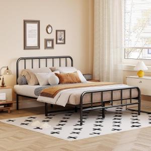 imageHomeiju King Size Bed Frame Metal Platform Bed Frame with Headboard Heavy Duty Bed Frame with Strong Bearing Capacity and Under Bed Storage Space No Box Spring Needed Easy AssemblyFull 2