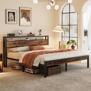 imageHomeiju King Size Bed Frame Metal Platform Bed Frame with Headboard Heavy Duty Bed Frame with Strong Bearing Capacity and Under Bed Storage Space No Box Spring Needed Easy AssemblyKing 2