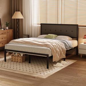 imageHomeiju King Size Bed Frame Metal Platform Bed Frame with Headboard Heavy Duty Bed Frame with Strong Bearing Capacity and Under Bed Storage Space No Box Spring Needed Easy AssemblyQueen 1