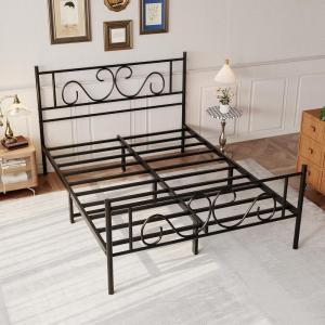 imageHomeiju King Size Bed Frame Metal Platform Bed Frame with Headboard Heavy Duty Bed Frame with Strong Bearing Capacity and Under Bed Storage Space No Box Spring Needed Easy AssemblyFull 1