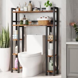 imageHomeiju Over The Toilet Storage Cabinet with Toilet Paper Holder Stand 355 Wide Freestanding Bathroom Organizer SpaceSaving Toilet Rack for Bathroom Restroom Laundry Rustic Brown