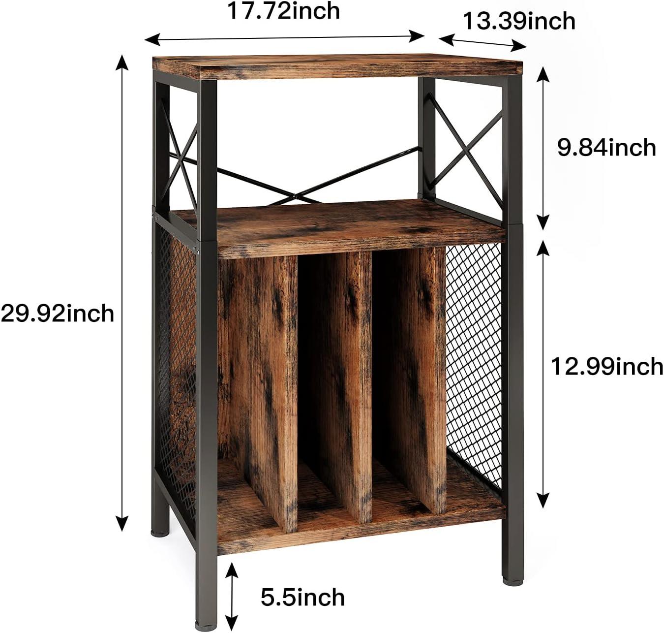 image3Tier Record Player Stand Vinyl Record Storage Turntables for Vinyl Records Record Player Table Holds Up to 200 Albums MidCentury Turntable Stand for Living Room Bedroom OfficeBlack
