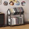 image2Tier Vinyl Record Storage Holder with Dividers 244W Vinyl Record Display 300 LPs Vinyl Record Storage Rack Suitable for Magazines Books Documents Albums