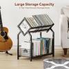 image2Tier Vinyl Record Storage Holder with Dividers 244W Vinyl Record Display 300 LPs Vinyl Record Storage Rack Suitable for Magazines Books Documents Albums